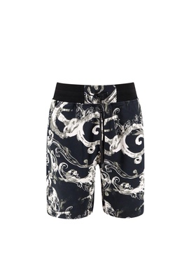 Cotton bermuda shorts with Watercolor Baroque print