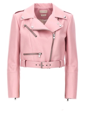 Alexander McQueen Cropped Zipped Leather Biker Jacket