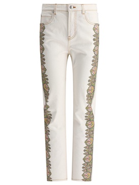 With Side Prints Jeans White