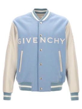 Logo-Embroidered Wool-Blend and Full-Grain Leather Varsity Jacket