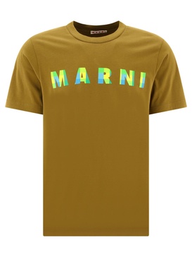 Marni Gingham Logo-Printed Crewneck T-Shirt