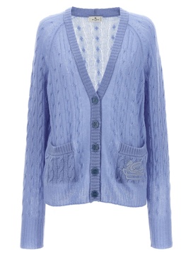 Braided Pattern Cardigan Sweater, Cardigans Light Blue