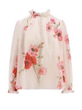 Cotton and silk shirt with floral print