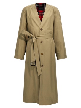 Check Lining Oversize Trench Coat Coats, Trench Coats Beige