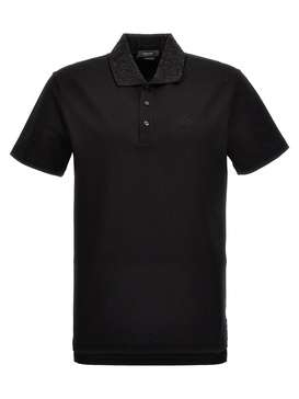 Versace Logo Sequin Polo Shirt