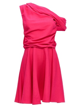 Draping Neckline Dress Dresses Fuchsia