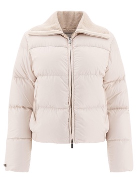 Down Jacket With Wool Collar Jackets White