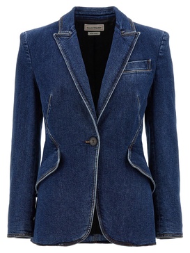 Denim Blazer Blazer And Suits Blue