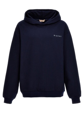 Logo Print Hoodie Sweatshirt Blue