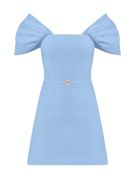 Mirage Crystal Ornament Mini Dress - Light Blue