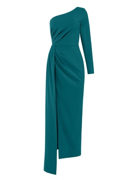 Iconic Glamour Draped Long Dress - Turquoise