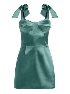 Sweetheart Melody Satin Mini Dress, Green