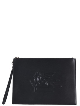 Etro Pegaso Embossed Zipped Clutch Bag