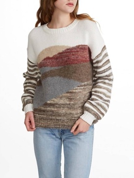 landscape intarsia crewneck sweater in dayscape