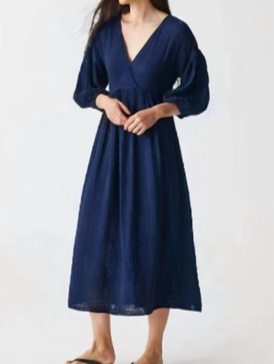 empire waist midi dress in navy