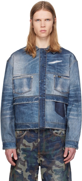 Blue Trompe L'œil Double Waist Denim Jacket