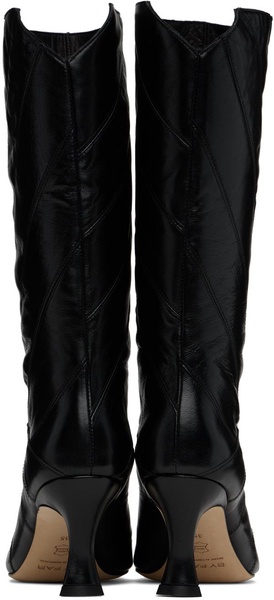 Black Steph Creased Leather Boots