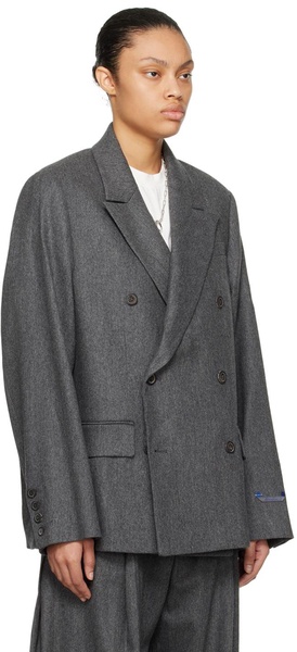 Gray Double-Breasted Blazer