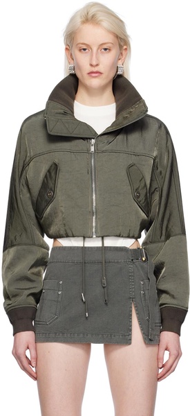 Khaki Crop Bomber Jacket