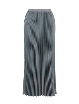 Pleated flannel long skirt