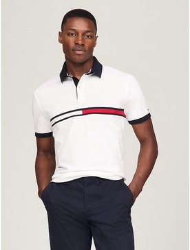 men's regular fit embroidered stripe logo polo