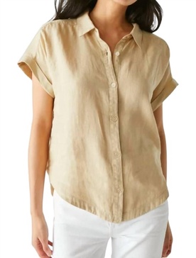 charlie linen short sleeve button down shirt in natural