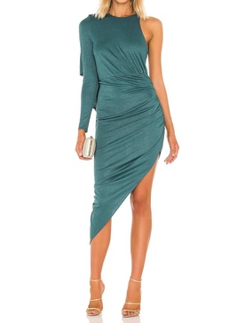 abilene asymmetrical dress in teal