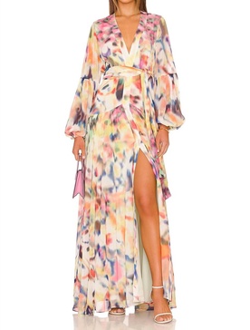 becker fluid printed crepe dress in iridescent