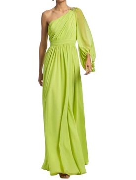 makayla gown in chartreuse