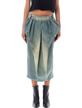 Maison Margiela Gathered Midi Denim Skirt