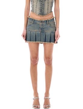 Misbhv Pleated Denim Mini Skirt