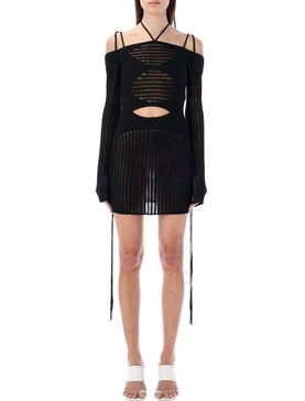 Andrea Adamo Cut-Out Detailed Ribbed Mini Dress