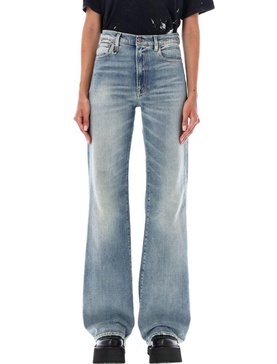 R13 Jane Crackled-Effect High Waist Wide-Leg Jeans