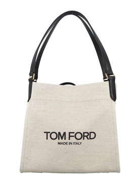 Tom Ford Logo Printed Open-Top Tote Bag