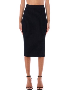 Helmut Lang Cut-Out Detailed Knit Midi Skirt