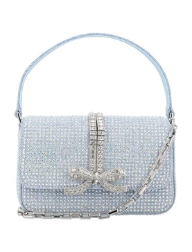 Self-Portrait Embellished Denim Baguette Bag