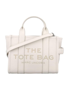 'the Mini Tote Bag' White Shoulder Bag With Logo In Grainy Leather Woman