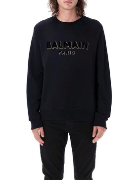 Balmain Cotton Crew Neck Sweatshirt With Printed Logo On The Chest