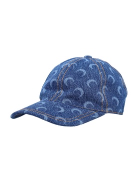 All-over Crescent Moon Printed Denim Baseball Cap