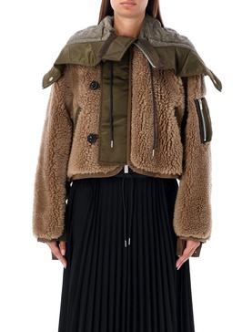 Sacai Teddy Shearling Zip Detailed Jacket