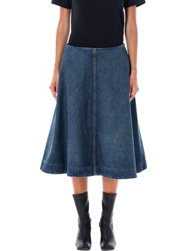 KHAITE High-Waist A-Line Denim Mini Skirt