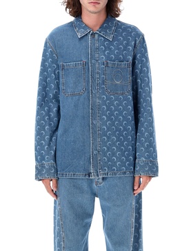 MARINE SERRE Lunar Print Denim Overshirt