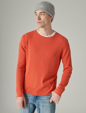 men's garment dye thermal crew