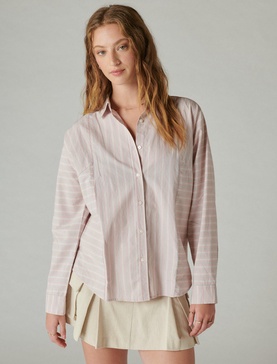 women's multi stripe oversized seamed shirt