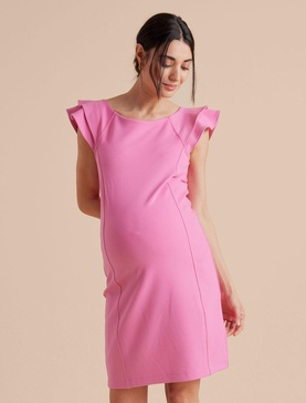 sculpted flounce ponte sheath maternity dress