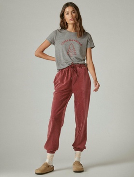 women's slouchy ribbed velour jogger