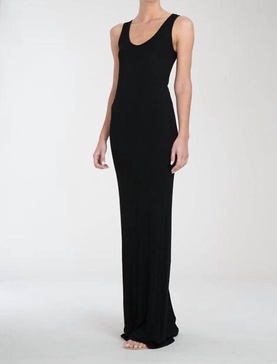 rib tank maxi dress in black