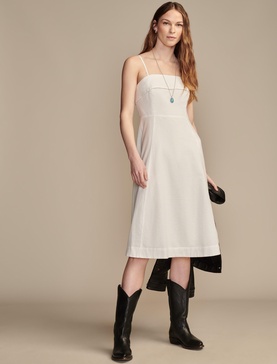 women's strapless linen overlay midi dress