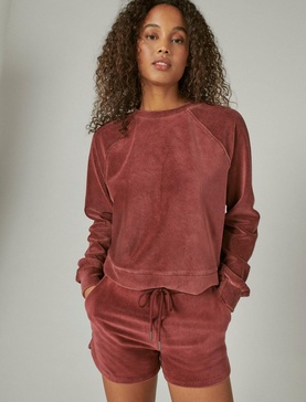 women's ribbed velour crew