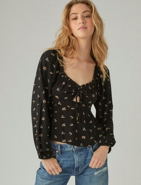 womens long sleeve printed top